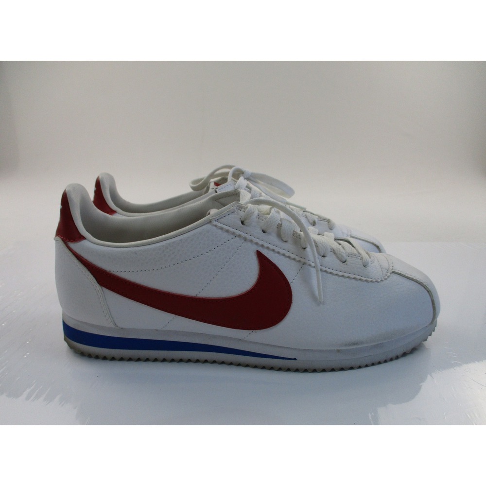 Nike Cortez Shoes Mens 9.5 White Red Blue Classic Forrest Gump Leather Sneakers